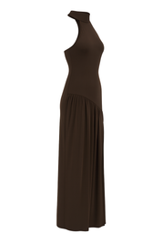 Asymmetrical Cutout Dress - Chocolate Brown - side