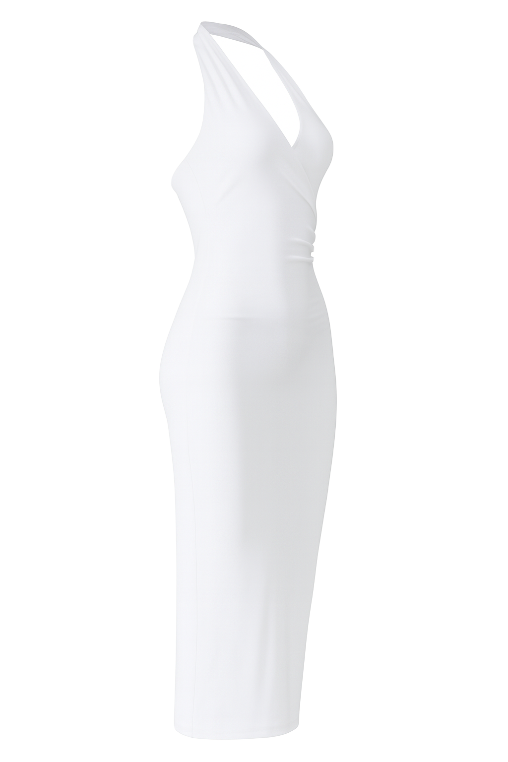 Plunge Halter Wrap Dress - White - side