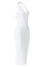 Plunge Halter Wrap Dress - White - side