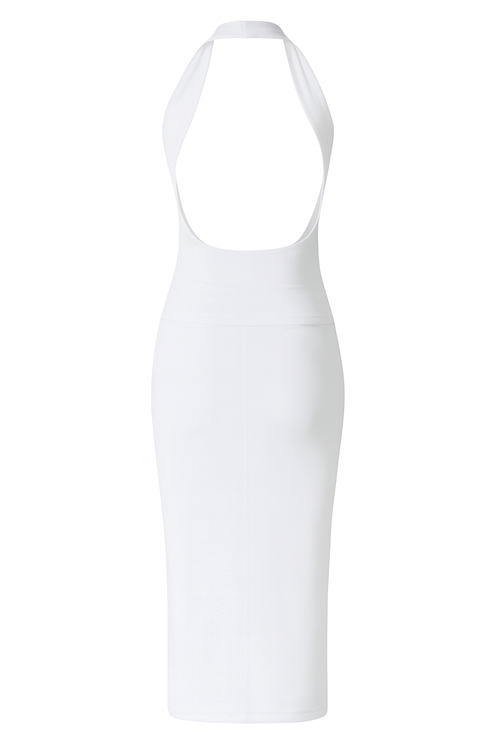 Plunge Halter Wrap Dress - White - back