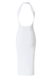 Plunge Halter Wrap Dress - White - back