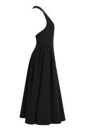 Plunging Halter Midi Dress - Black - side