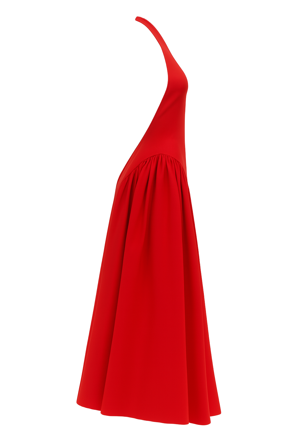 Plunging Halter Midi Dress - True Red - side