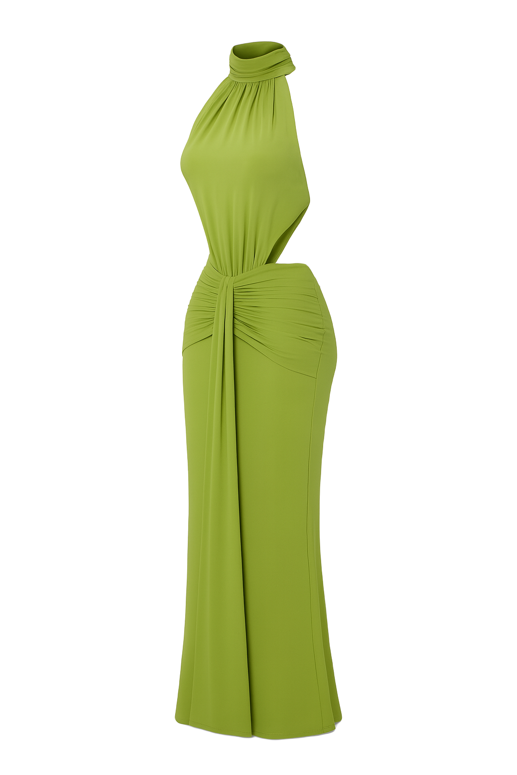 Draped Halter Maxi Dress - Olive - side