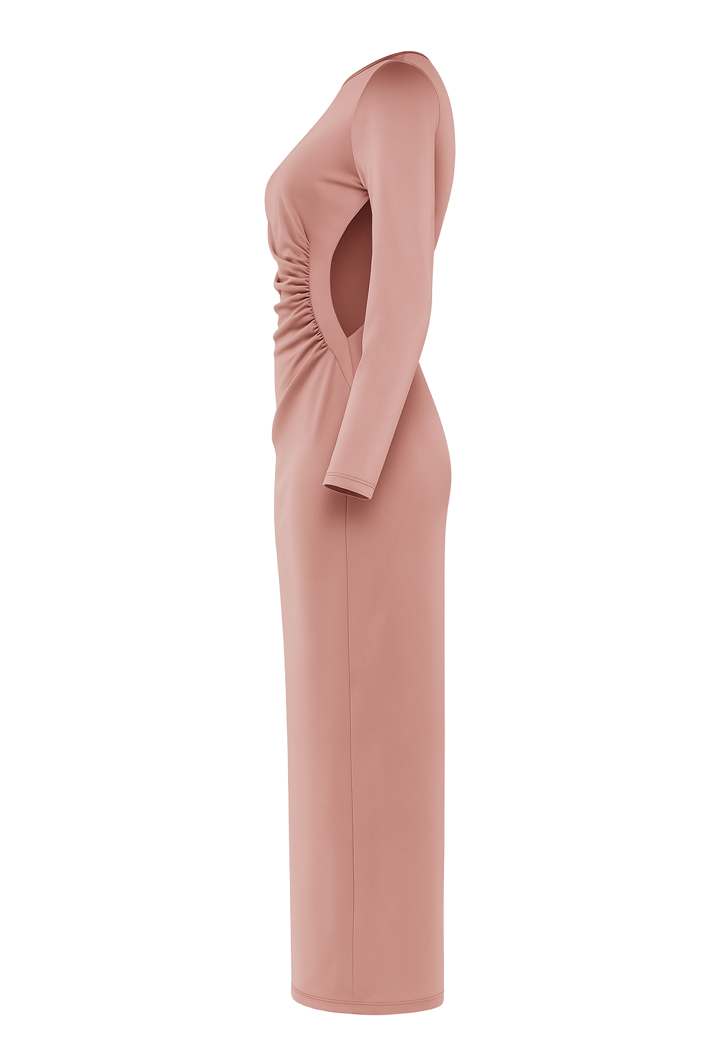 Ruched Satin Maxi Dress - Dusty Pink - side