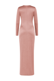 Ruched Satin Maxi Dress - Dusty Pink - back