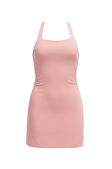 Ruched Halter Mini Dress - Blush Pink