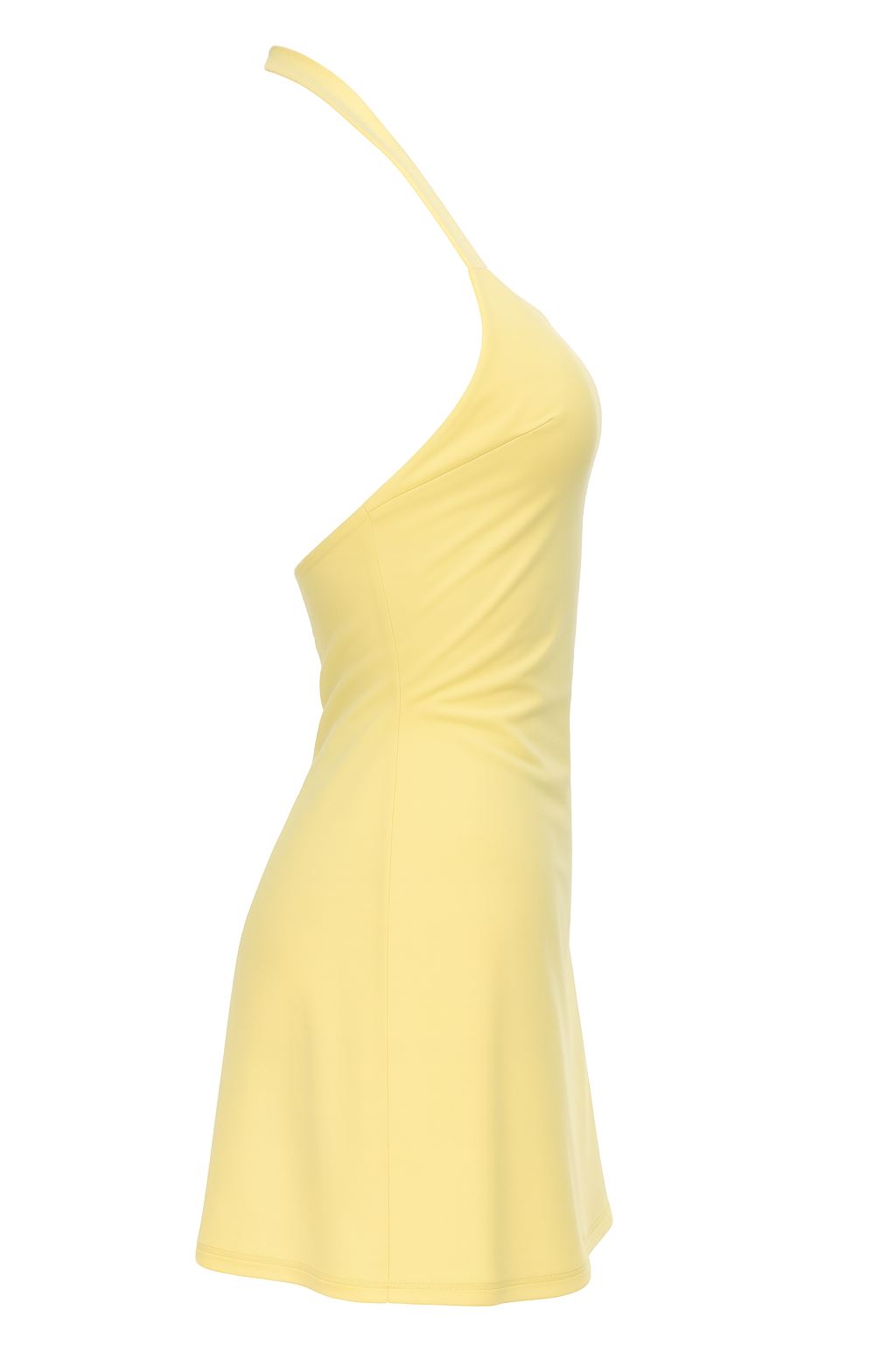 Ruched Halter Mini Dress - Pale Yellow - side