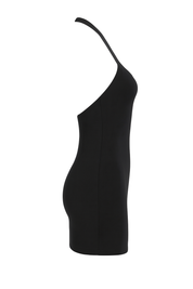 Ruched Halter Mini Dress - Black - side
