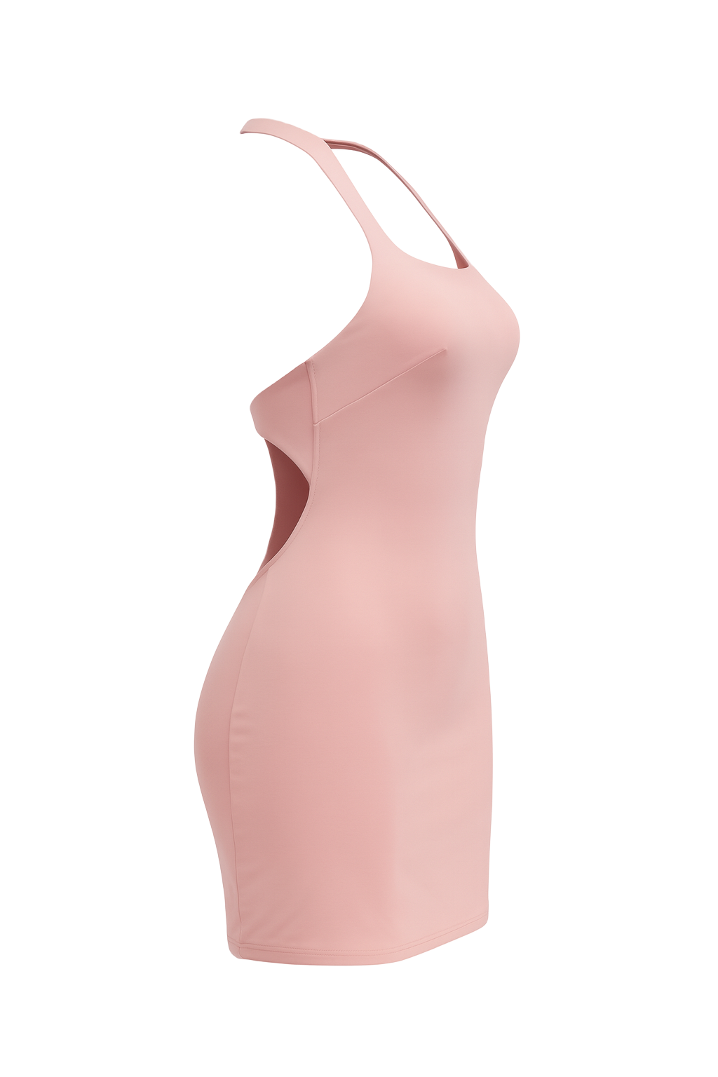 Ruched Halter Mini Dress - Blush Pink - side