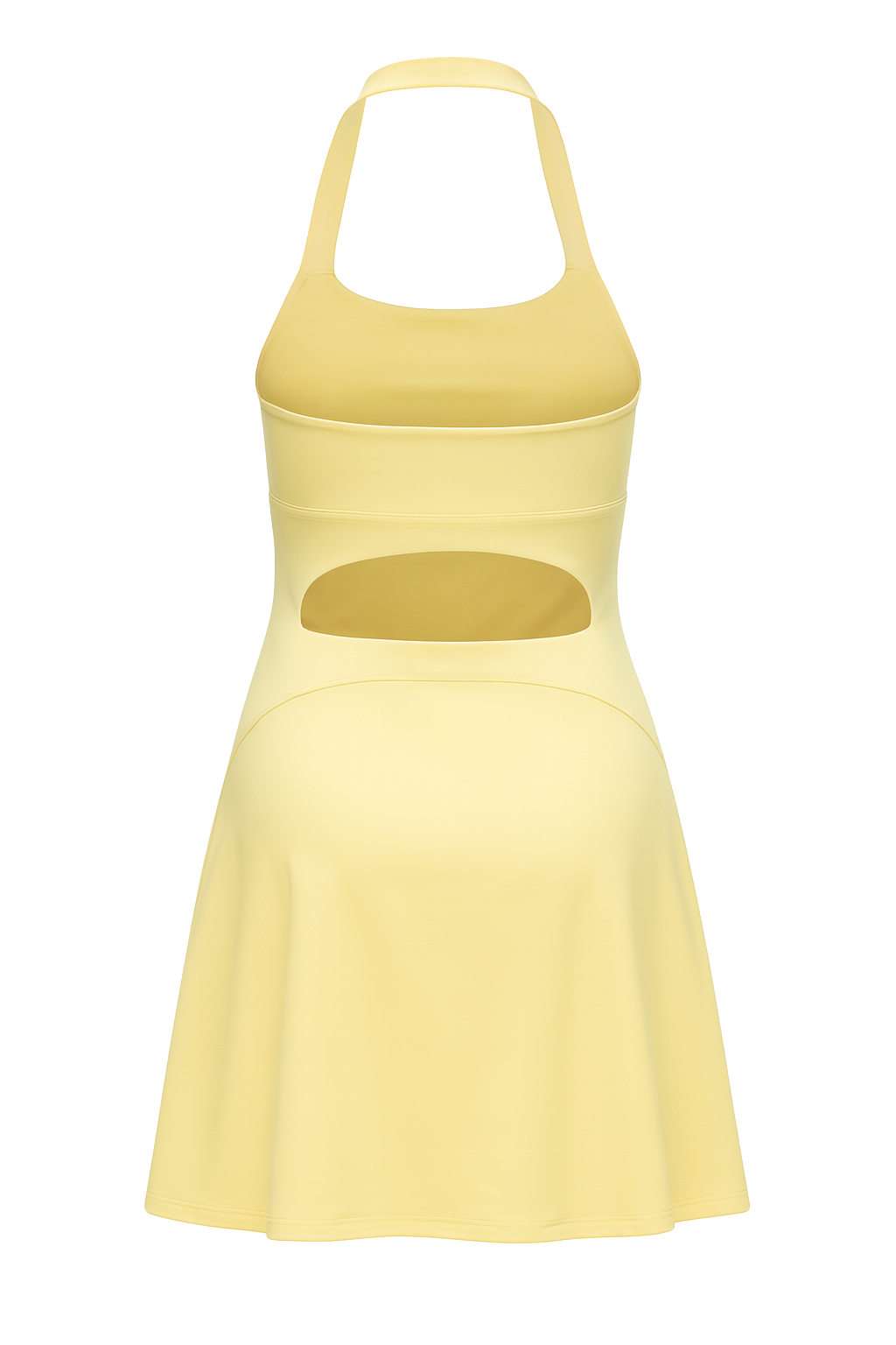 Ruched Halter Mini Dress - Pale Yellow - back