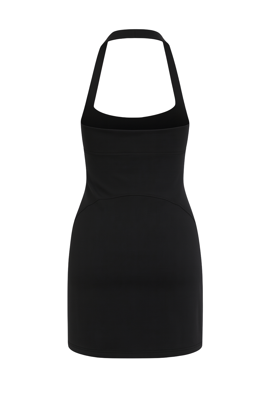 Ruched Halter Mini Dress - Black - back