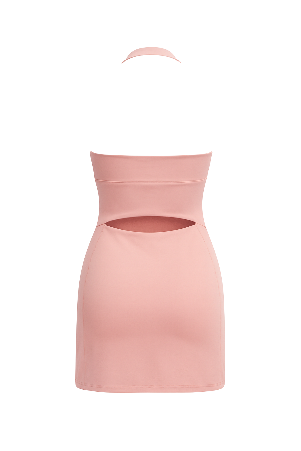 Ruched Halter Mini Dress - Blush Pink - back