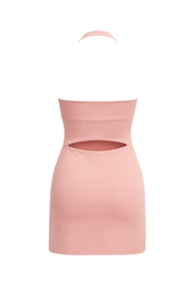 Ruched Halter Mini Dress - Blush Pink - back