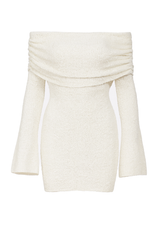 Textured Off Shoulder Dress - Ivory