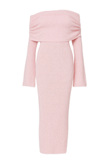 Textured Off Shoulder Dress - Pink