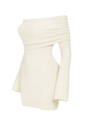 Textured Off Shoulder Dress - Ivory - side