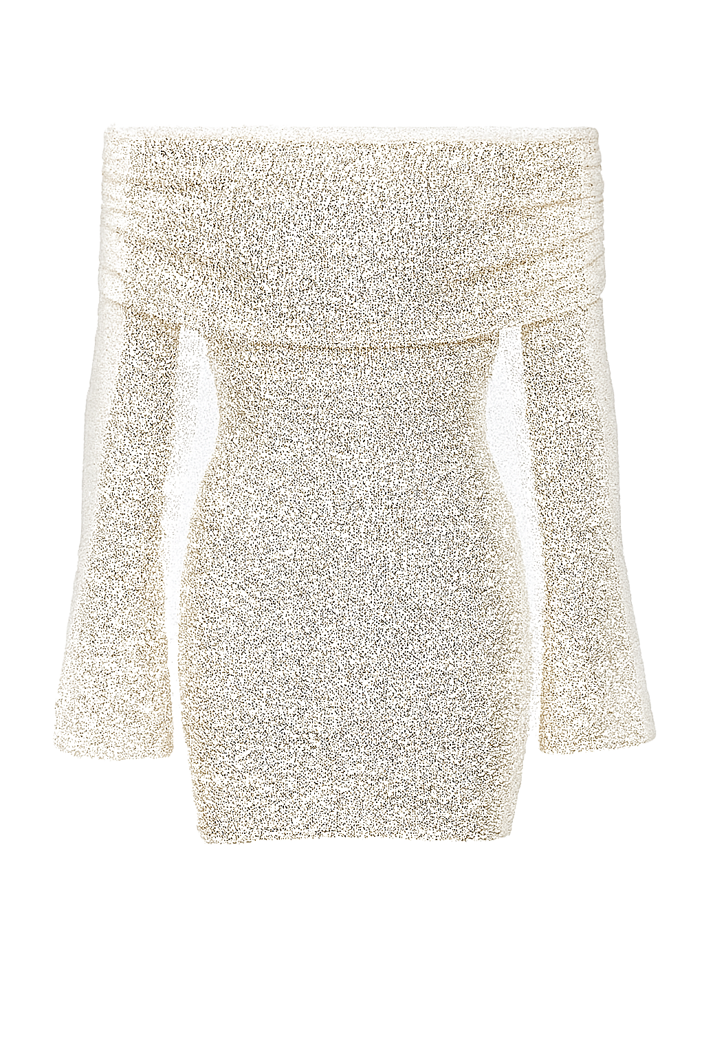 Textured Off Shoulder Dress - Ivory - back