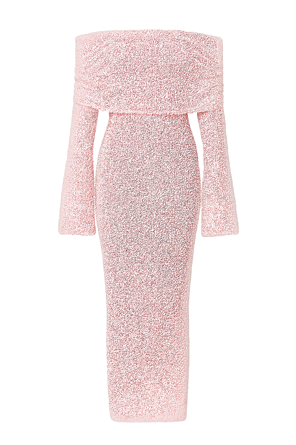Textured Off Shoulder Dress - Pink - back