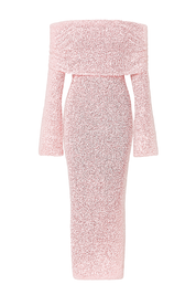Textured Off Shoulder Dress - Pink - back