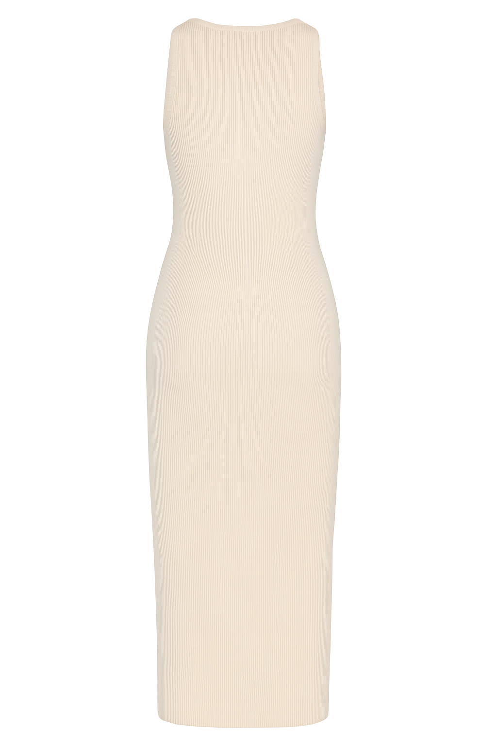 Button Accent Midi Dress - Beige - back