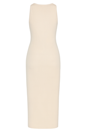 Button Accent Midi Dress - Beige - back