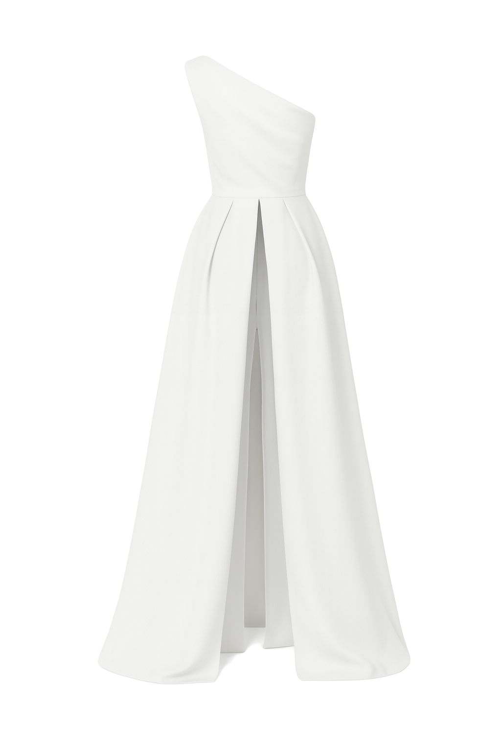 One Shoulder High Slit Gown - White - back