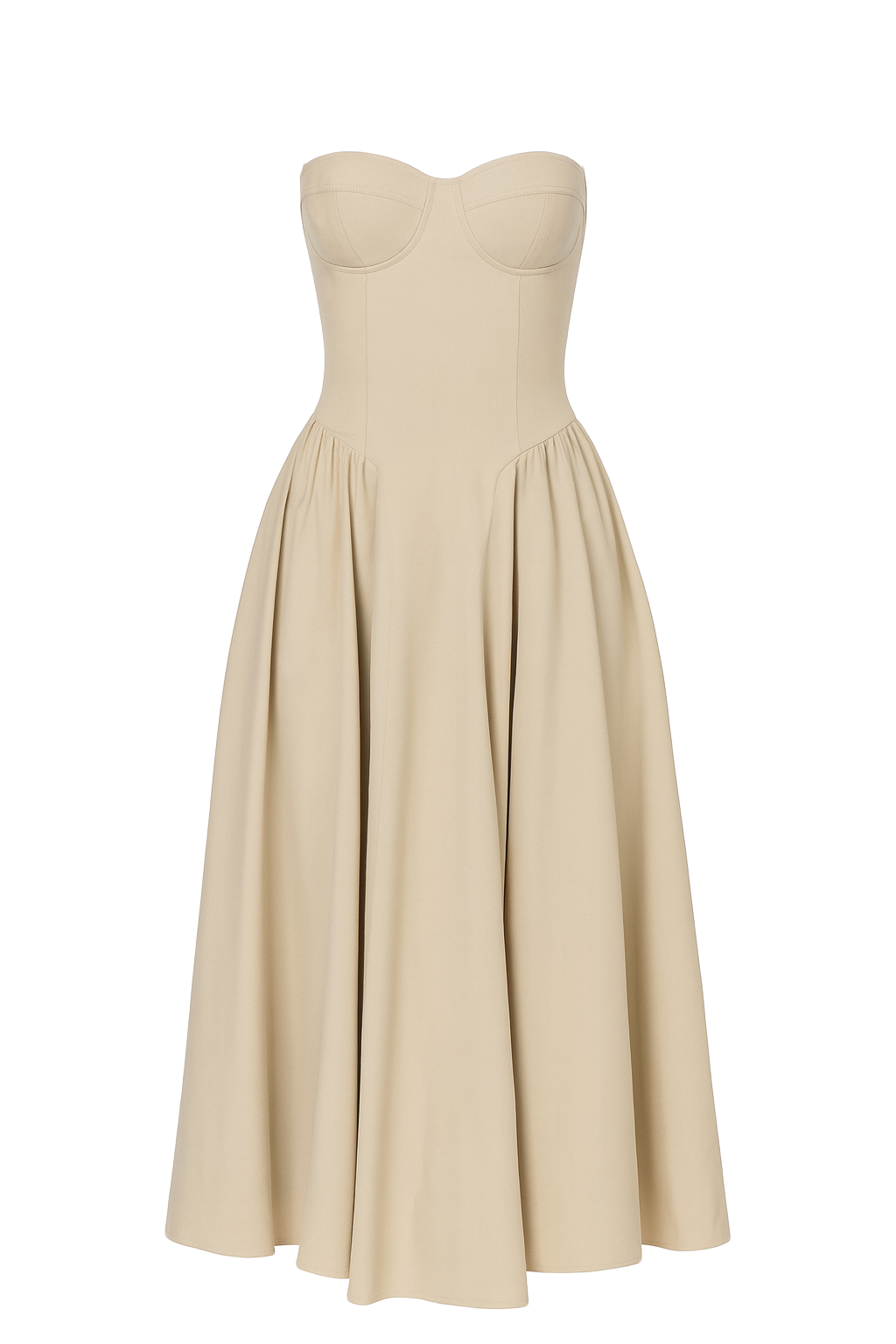 Bustier Midi Dress - Beige - front