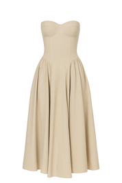 Bustier Midi Dress - Beige - front