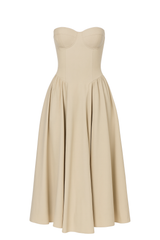 Bustier Midi Dress - Beige