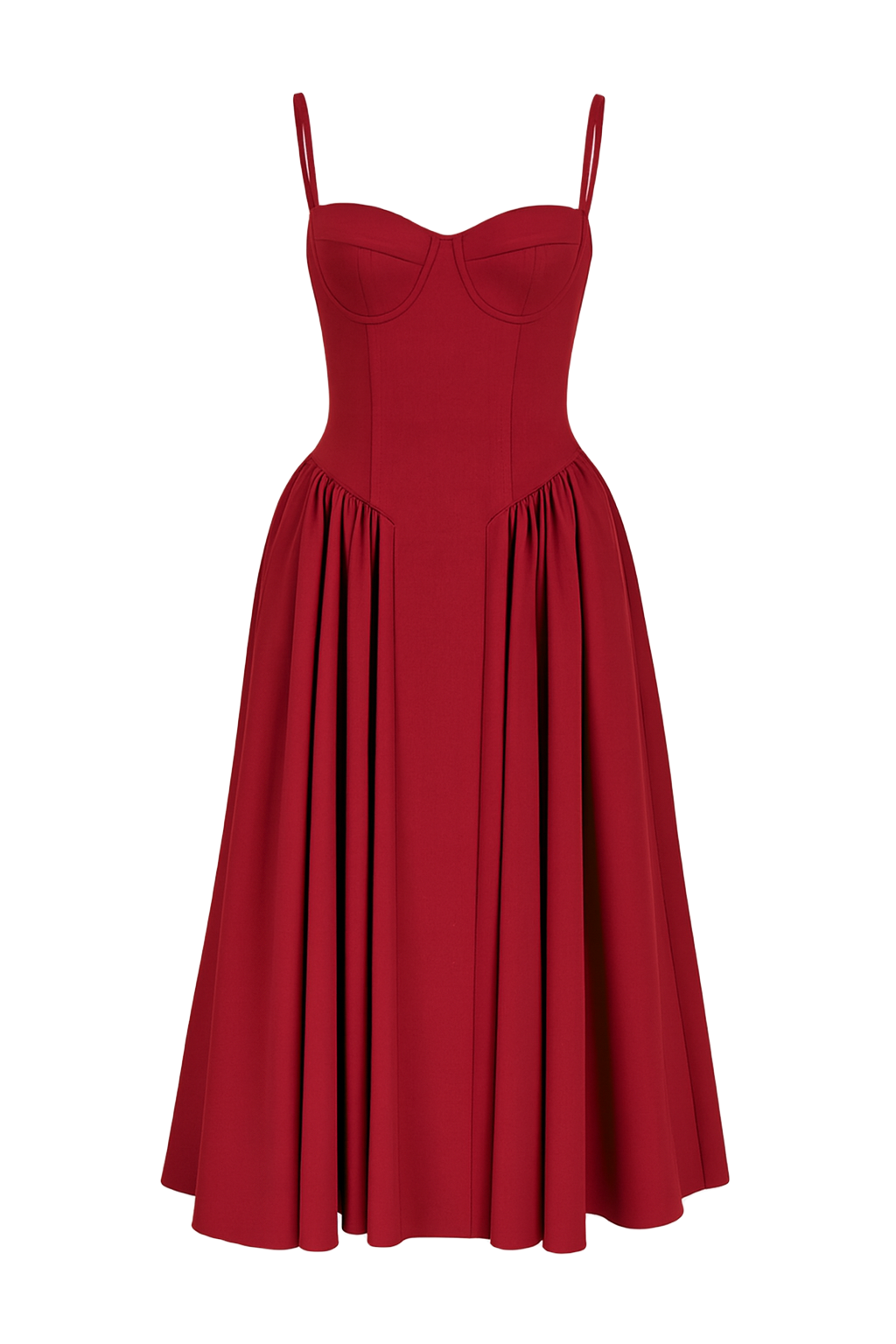 Bustier Midi Dress - Red - front