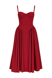 Bustier Midi Dress - Red - front