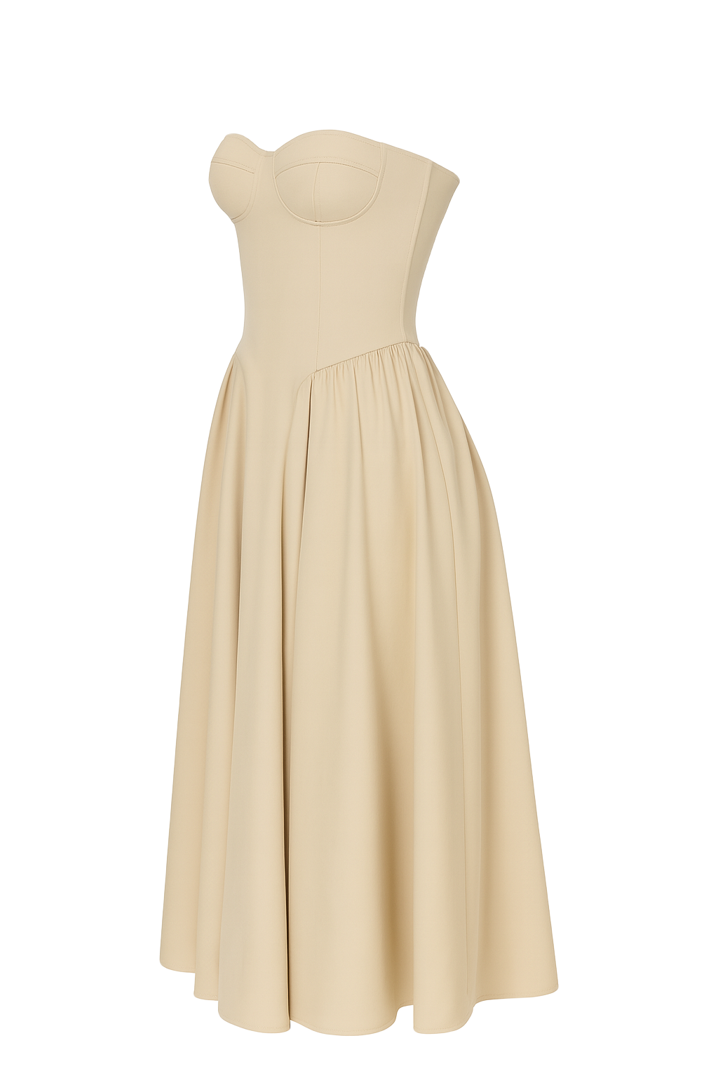 Bustier Midi Dress - Beige - side