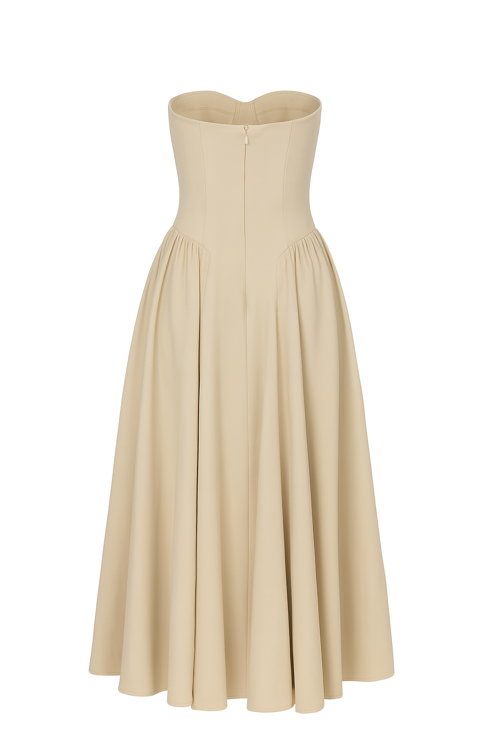 Bustier Midi Dress - Beige - back