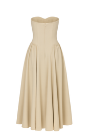 Bustier Midi Dress - Beige - back