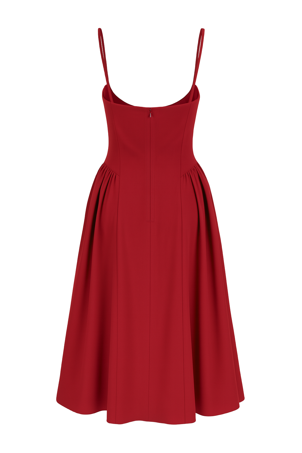Bustier Midi Dress - Red - back