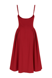 Bustier Midi Dress - Red - back