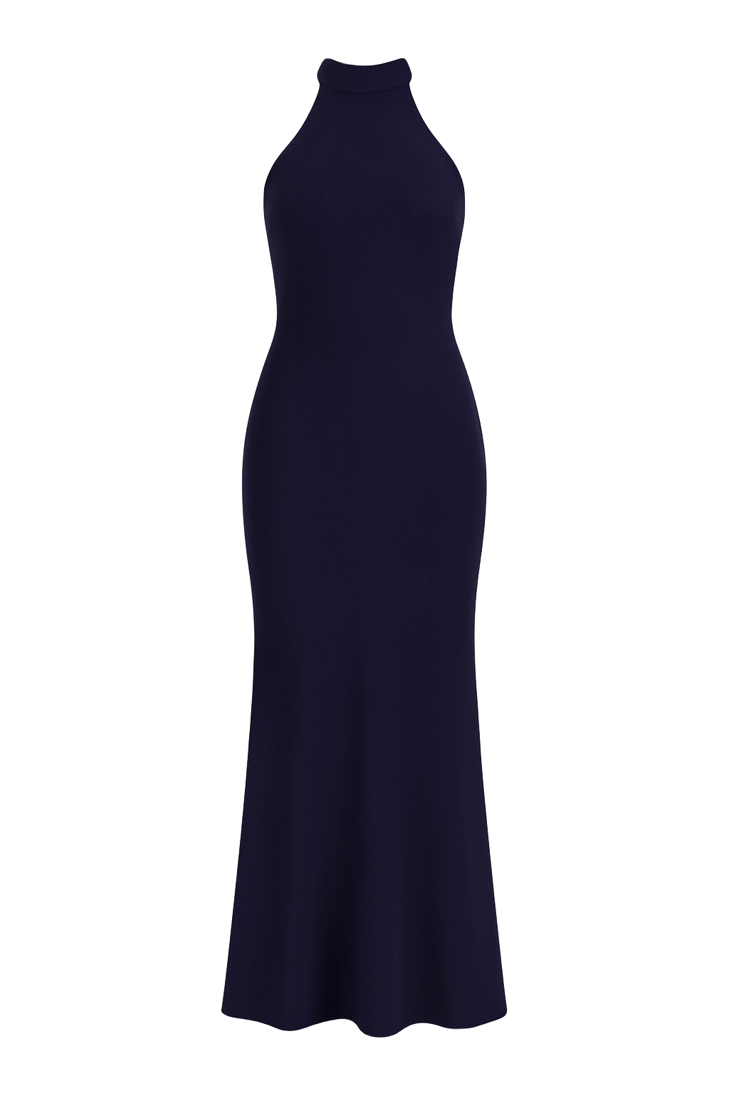 Satin Halter Maxi Dress - Navy Blue - front