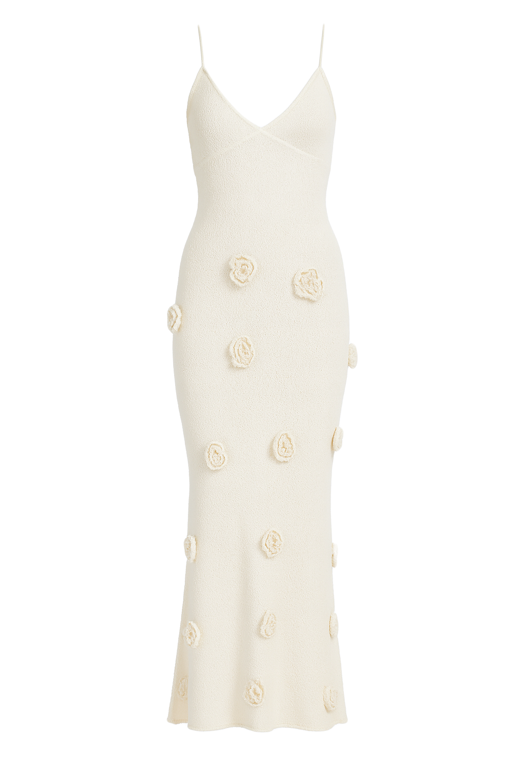 Petal Embellished Maxi Dress - Cream - front