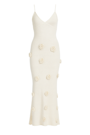 Petal Embellished Maxi Dress - Cream - front