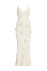Petal Embellished Maxi Dress - Cream