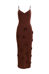 Petal Embellished Maxi Dress - Brown