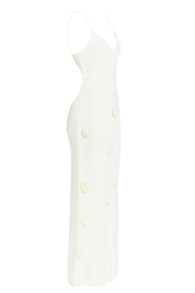 Petal Embellished Maxi Dress - White - side