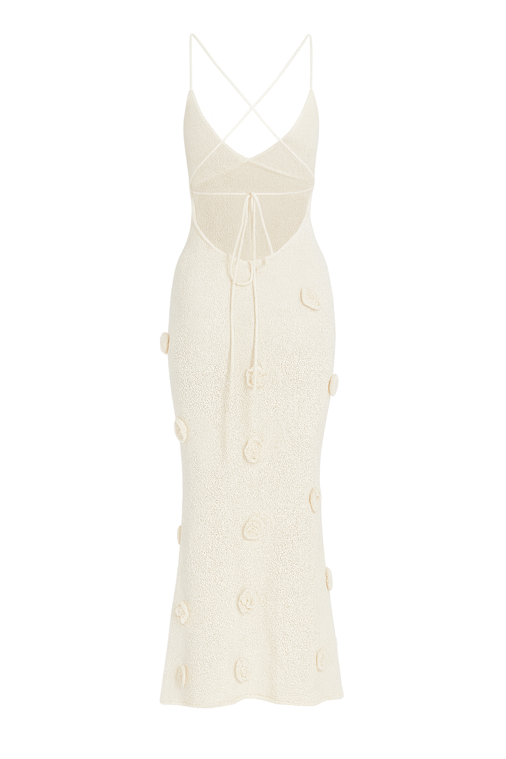 Petal Embellished Maxi Dress - Cream - back