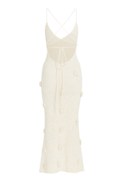 Petal Embellished Maxi Dress - Cream - back