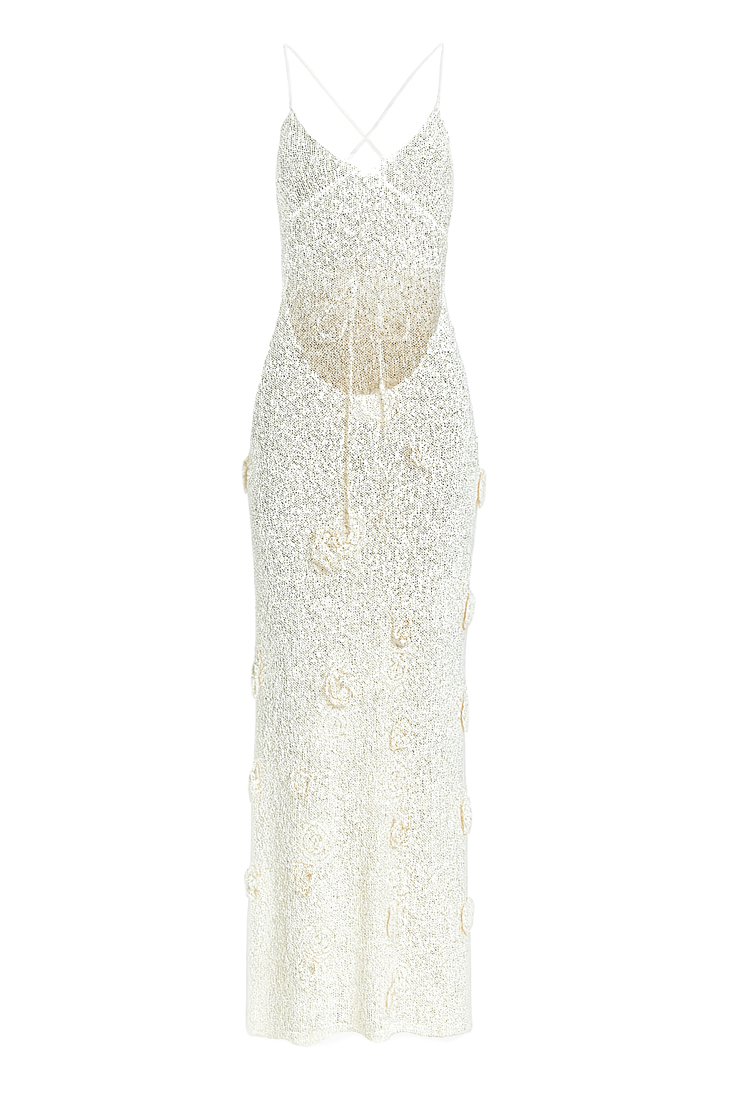 Petal Embellished Maxi Dress - White - back