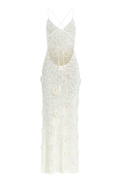 Petal Embellished Maxi Dress - White - back