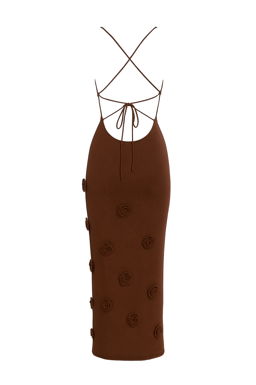 Petal Embellished Maxi Dress - Brown - back