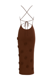Petal Embellished Maxi Dress - Brown - back