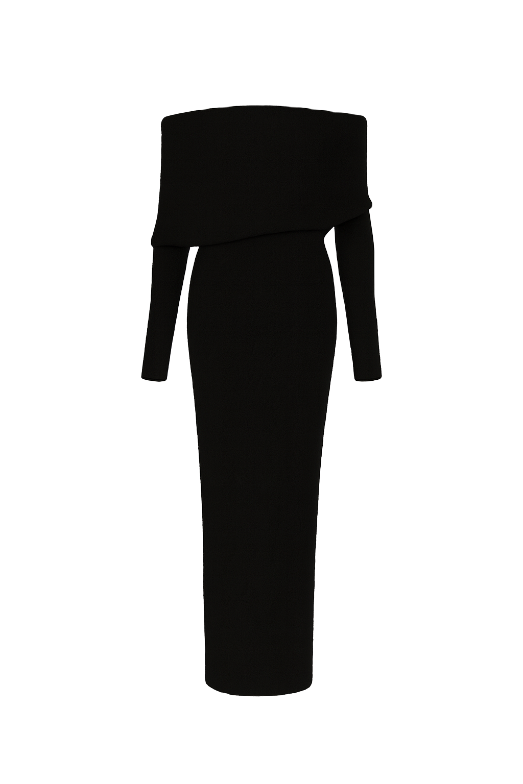 Off Shoulder Knit Dress - Black - front